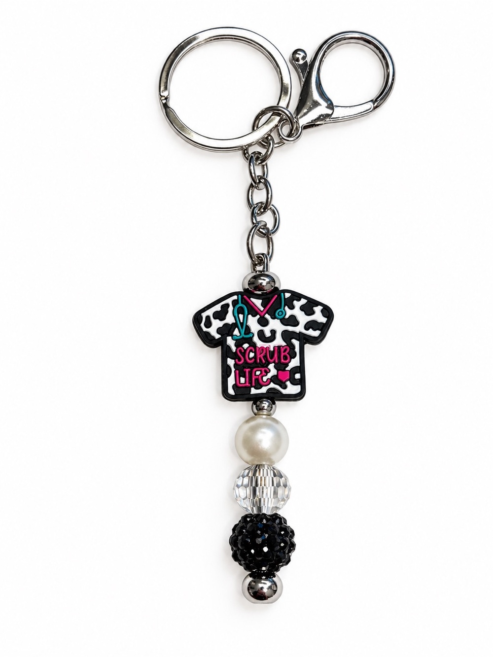 Handmade Scrub Life Beaded Keychain & Bag Charm
